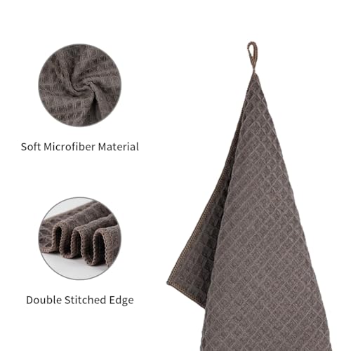 watchget Barista Micro Cloth 6 Pack, Microfiber Barista Cleaning Towels Microfiber Waffle Weave Kitchen Dish Cloth Coffee Bar Towel Coffee Machine Cleaning Cloth, Brown(12"x12") - Image 3