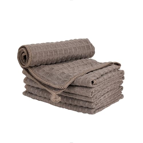 watchget Barista Micro Cloth 6 Pack, Microfiber Barista Cleaning Towels Microfiber Waffle Weave Kitchen Dish Cloth Coffee Bar Towel Coffee Machine Cleaning Cloth, Brown(12"x12") - Image 1