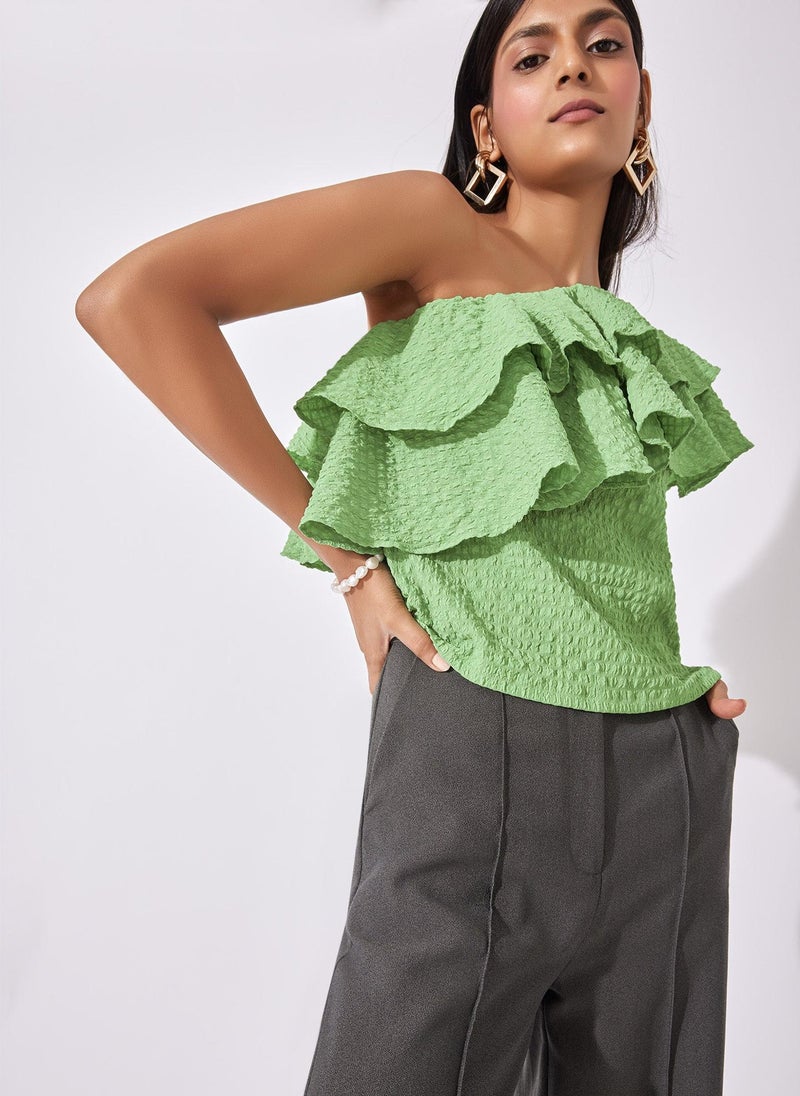 The Label Life Ruffled One Shoulder Top - Image 4