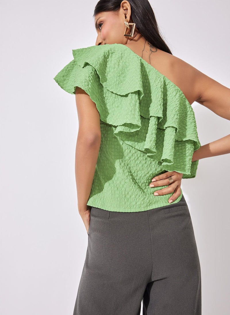 The Label Life Ruffled One Shoulder Top - Image 3