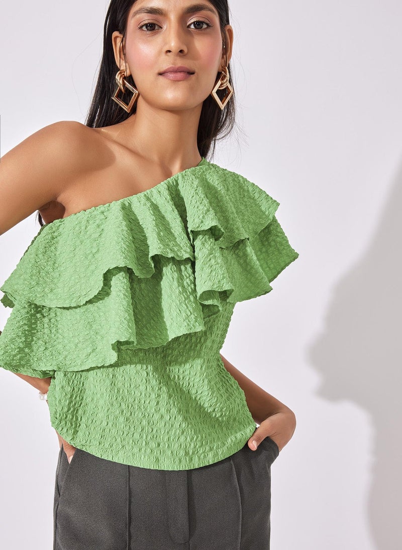 The Label Life Ruffled One Shoulder Top - Image 1