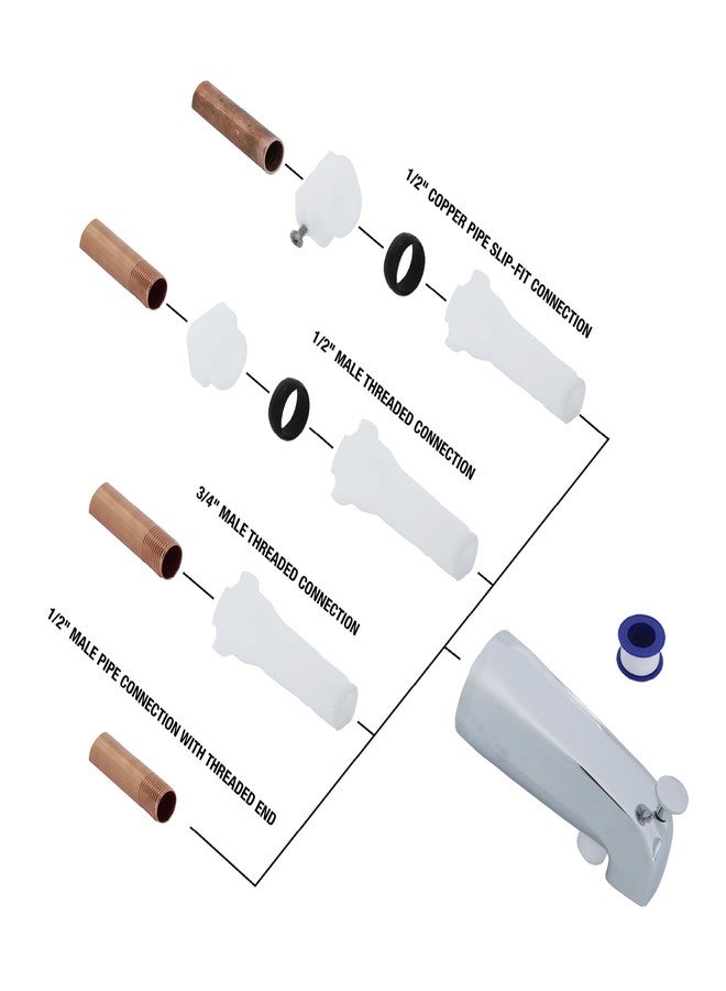 DANCO Diverter in Chrome 89266 Universal Tub Spout with Handheld Shower Fitting, Pack of 1 - Image 3