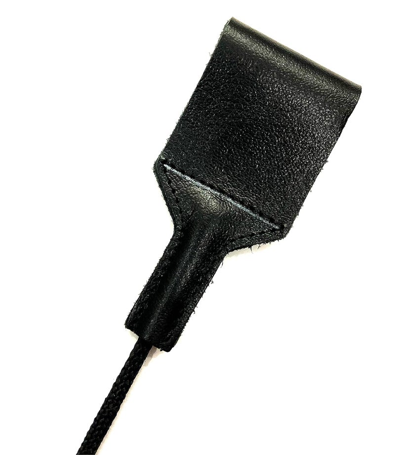 PETS TRIANGLE 25 Inches Leather Horse Riding Stick & Dog Tranining Stick with Stitching Leather Flapper (Balck) - Image 3