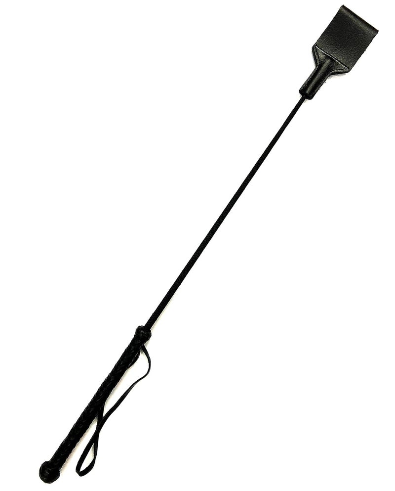 PETS TRIANGLE 25 Inches Leather Horse Riding Stick & Dog Tranining Stick with Stitching Leather Flapper (Balck) - Image 2