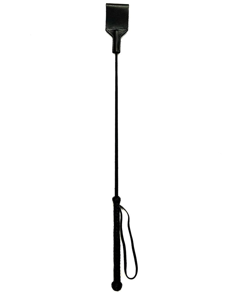 PETS TRIANGLE 25 Inches Leather Horse Riding Stick & Dog Tranining Stick with Stitching Leather Flapper (Balck) - Image 1
