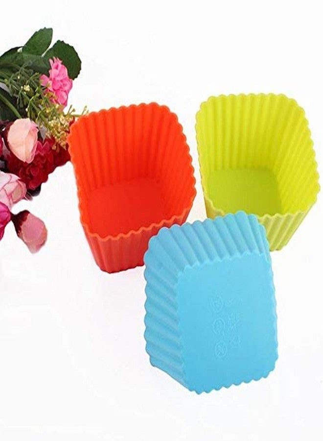 Royals Silicone Muffin Cupcakes Mould, 6pc Set (Square), | Cake Mould, Muffin Cake Cup Cake Moulds, Silicone Molds | - Image 1
