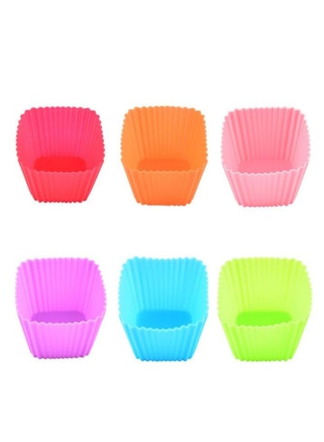 Royals Silicone Muffin Cupcakes Mould, 6pc Set (Square), | Cake Mould, Muffin Cake Cup Cake Moulds, Silicone Molds | - Image 5