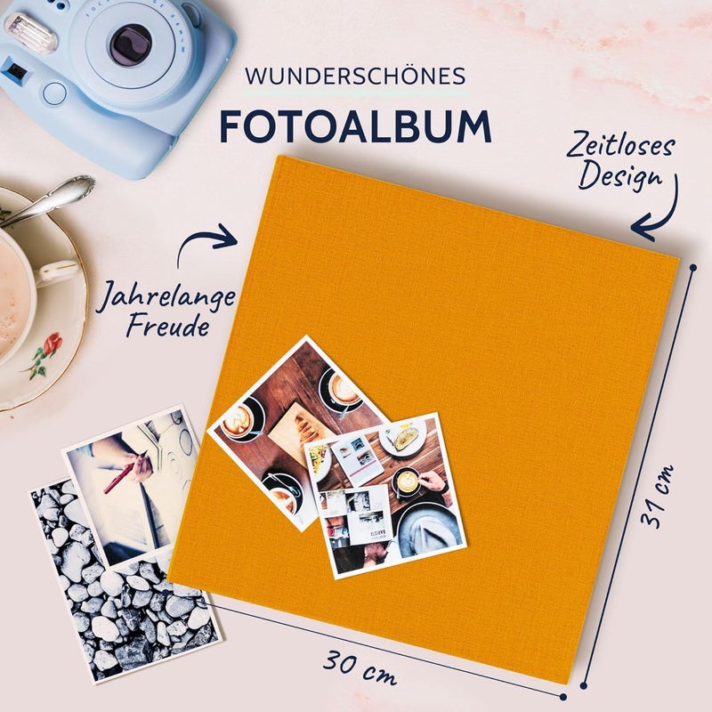Goldbuch Summertime 31705 Photo Album, 30 x 31 cm, Photo Book with 100 White Pages & Glassine Dividers, Linen Photo Album, Memory Album, Yellow - Image 2