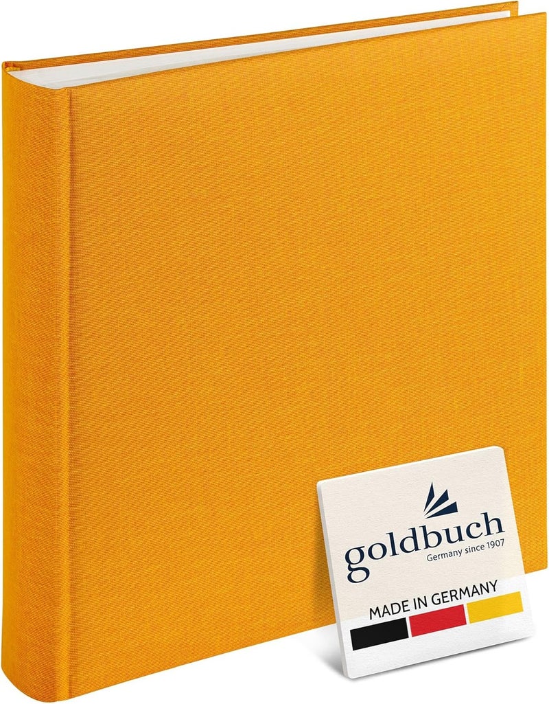 Goldbuch Summertime 31705 Photo Album, 30 x 31 cm, Photo Book with 100 White Pages & Glassine Dividers, Linen Photo Album, Memory Album, Yellow - Image 1