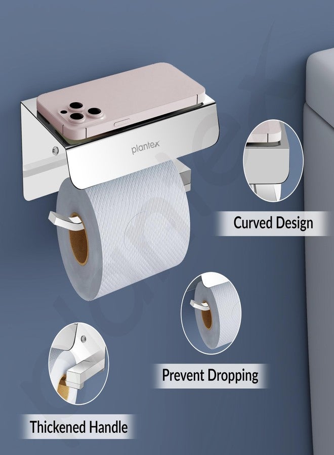 Plantex Platinum Stainless Steel 304 Grade Toilet Paper Holder/Toilet Paper Roll Holder with Mobile Stand/Toilet Paper Roll Holder Stand/Bathroom Accessories (Chrome) - Image 5