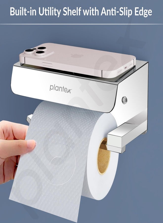 Plantex Platinum Stainless Steel 304 Grade Toilet Paper Holder/Toilet Paper Roll Holder with Mobile Stand/Toilet Paper Roll Holder Stand/Bathroom Accessories (Chrome) - Image 4