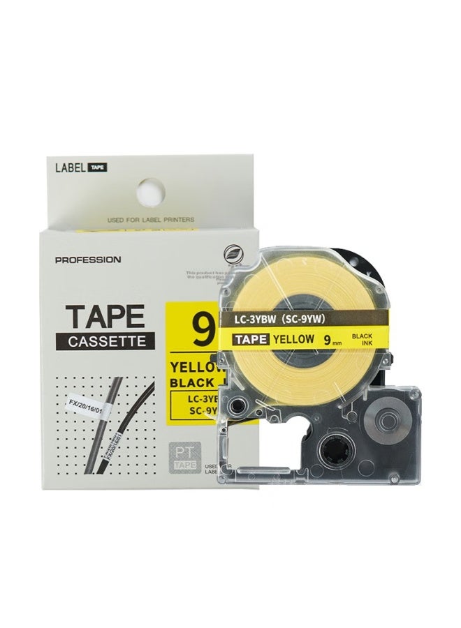 Huiwei Sc9yw Label Ribbon Non-adhesive Label Paper Label Strip With Overlaminate Label For Epson/king Palace Label Printer Yellow Background Black Text 9mm*8m - Image 2