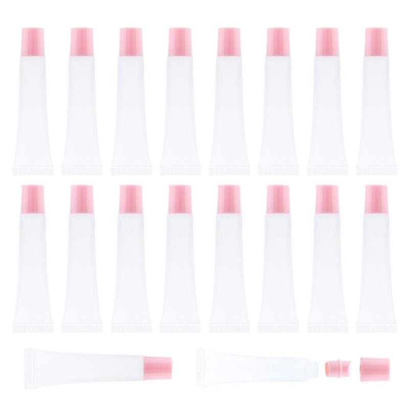 AJLTPA 50Pcs 15ml Lip Gloss Squeeze Tubes Light Pink Lip Gloss Containers Empty Refillable Soft Clear Tubes for DIY Lipgloss Balm Cosmetic Light Pink