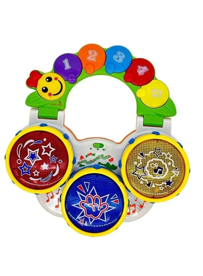 TOOLY TOOLY Musical Learning Drum Toy with Lights &amp; Numbers – Interactive Baby Play Set (Size: 24.8 x 6.5 x 26 cm)