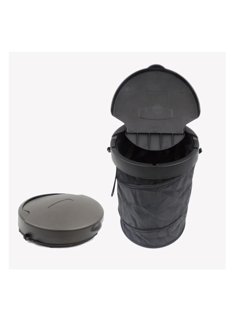 Rightsure - Car Trash Can Telescopic Hanging Chair Back Storage Bag with Lid Car Oxford Cloth Garbage Bag（black） - Image 1