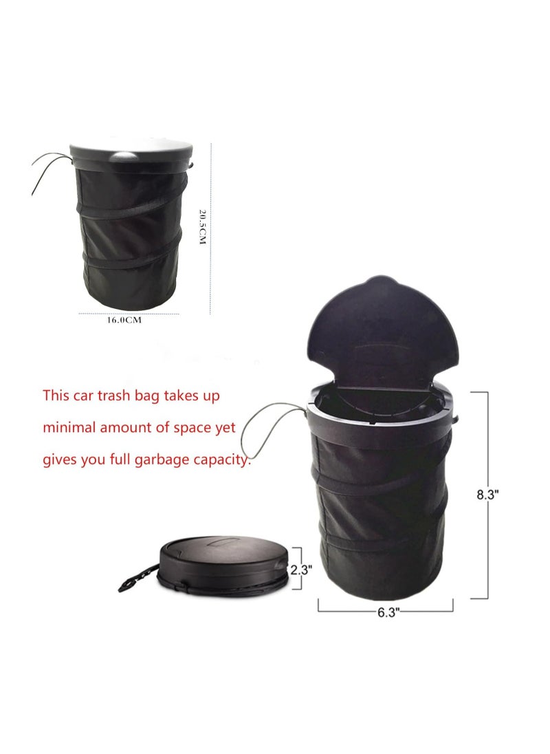 Rightsure - Car Trash Can Telescopic Hanging Chair Back Storage Bag with Lid Car Oxford Cloth Garbage Bag（black） - Image 1
