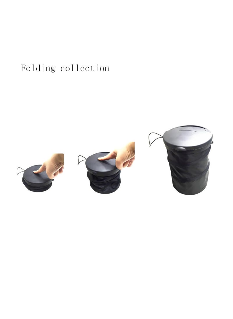 Rightsure - Car Trash Can Telescopic Hanging Chair Back Storage Bag with Lid Car Oxford Cloth Garbage Bag（black） - Image 1