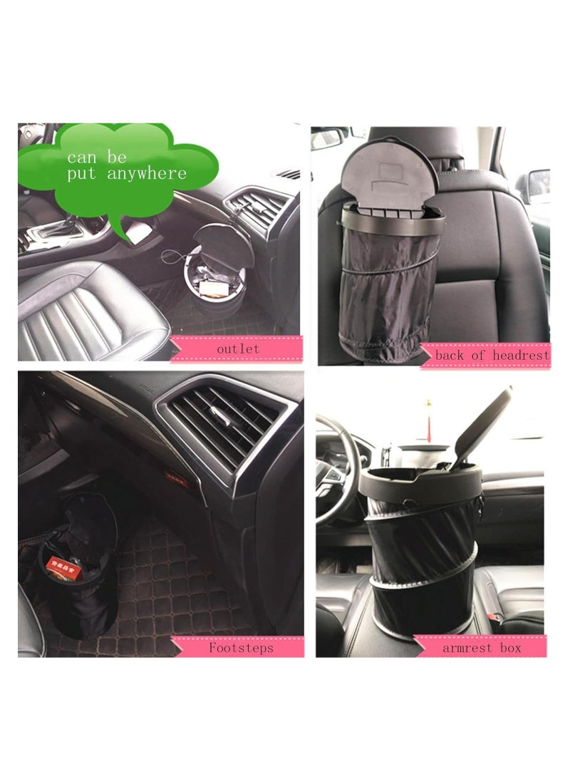 Rightsure - Car Trash Can Telescopic Hanging Chair Back Storage Bag with Lid Car Oxford Cloth Garbage Bag（black） - Image 1