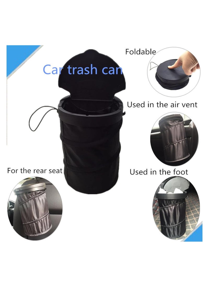 Rightsure - Car Trash Can Telescopic Hanging Chair Back Storage Bag with Lid Car Oxford Cloth Garbage Bag（black） - Image 1