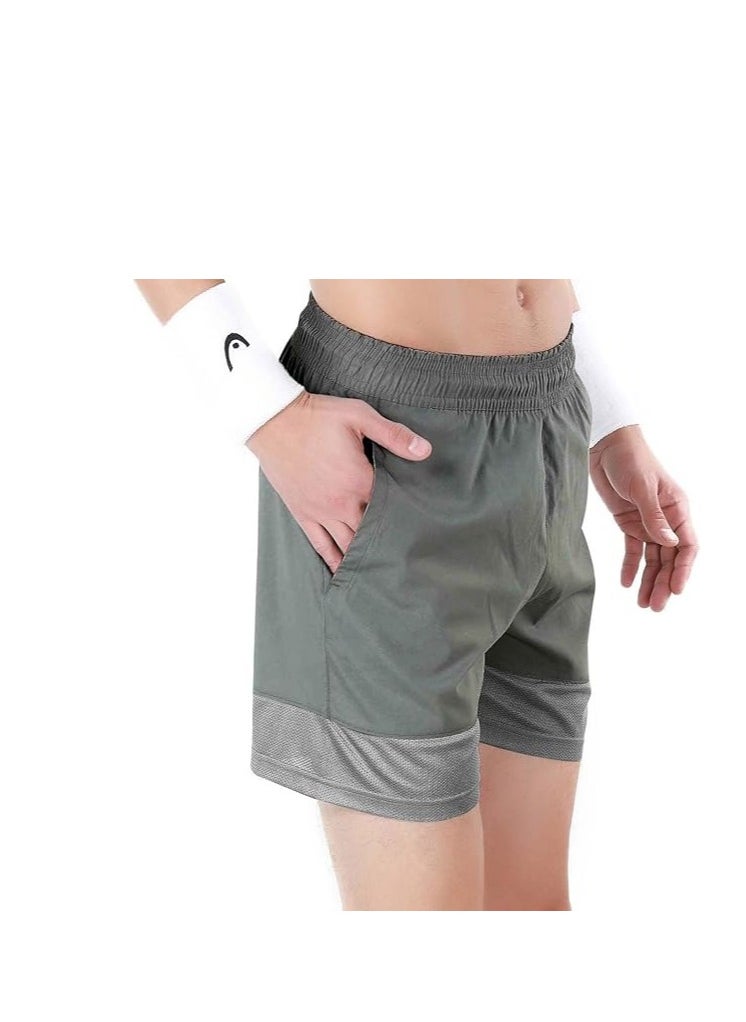 HEAD - Badminton Shorts | Grey | Size: Small | Material: Polyester | Midrise | Wicking & Cooling properties | Elasticated Waistband | Side Slip in Pockets | Flexible, Breathable and Comfortable - Image 1