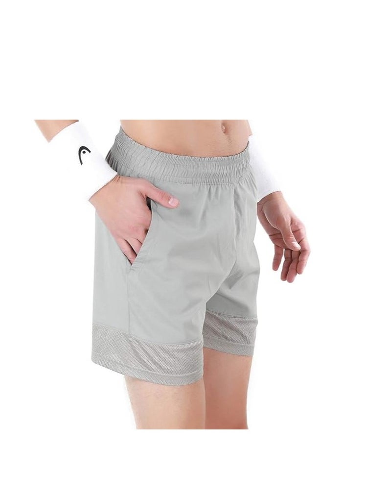 HEAD - Badminton Shorts | Grey | Size: Small | Material: Polyester | Midrise | Wicking & Cooling properties | Elasticated Waistband | Side Slip in Pockets | Flexible, Breathable and Comfortable - Image 1