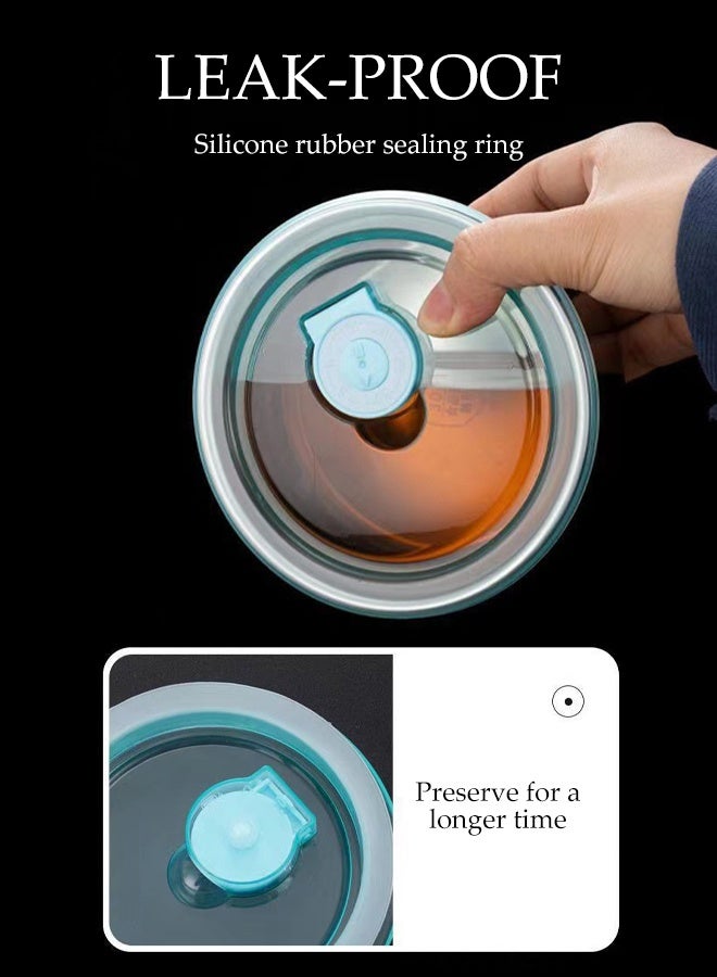 DUNISO 4 قطع حاوية تحضير الوجبات من الفولاذ المقاوم للصدأ، حاويات تخزين طعام دائرية محكمة الإغلاق مع غطاء، صندوق للحفاظ على الط freshness، صناديق بينتو قابلة لإعادة الاستخدام أو صندوق فرعي للطعام للعمل، المدرسة، المنزل، الهواء الطلق، النزهة - Image 3