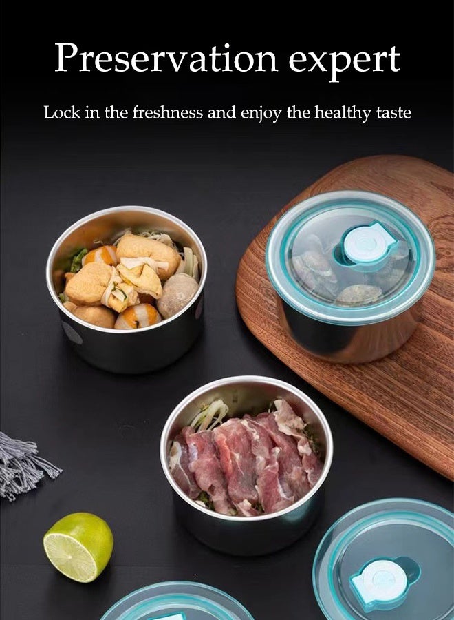 DUNISO 4 قطع حاوية تحضير الوجبات من الفولاذ المقاوم للصدأ، حاويات تخزين طعام دائرية محكمة الإغلاق مع غطاء، صندوق للحفاظ على الط freshness، صناديق بينتو قابلة لإعادة الاستخدام أو صندوق فرعي للطعام للعمل، المدرسة، المنزل، الهواء الطلق، النزهة - Image 2