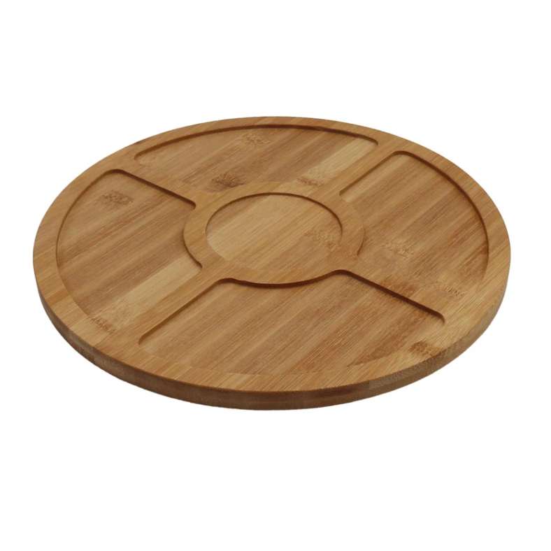 Pan Home طبق تقديم دوار من الخيزران الطبيعي للجميع - Image 2