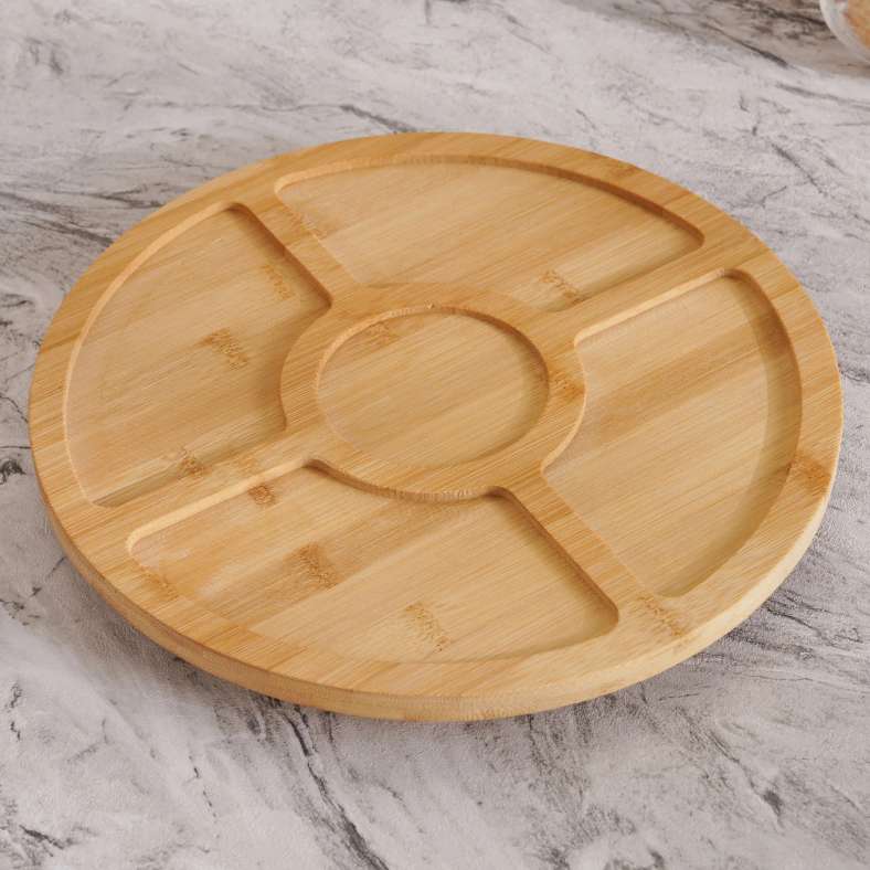 Pan Home طبق تقديم دوار من الخيزران الطبيعي للجميع - Image 4