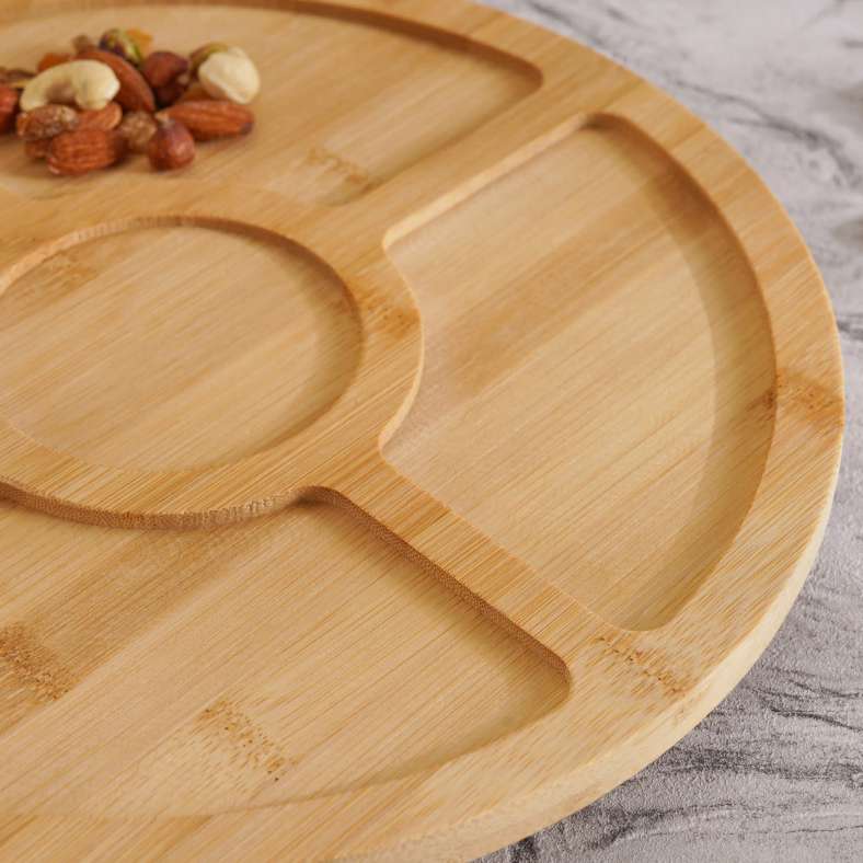 Pan Home طبق تقديم دوار من الخيزران الطبيعي للجميع - Image 3