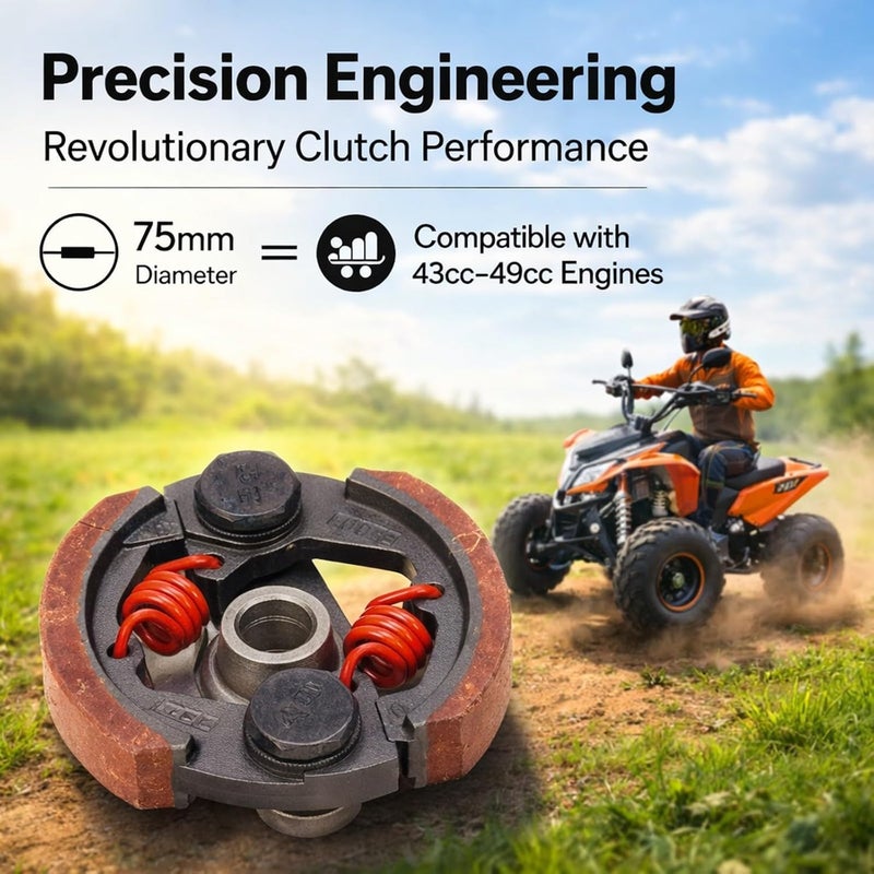 Clutch Pad 75mm OD, Heavy Duty Dirt Bike Replacement for 43cc 47cc 49cc 2 Stroke Engine - High Torque Performance, Durable Metal Alloy and Ceramic, Enhanced Riding Experience - Image 3