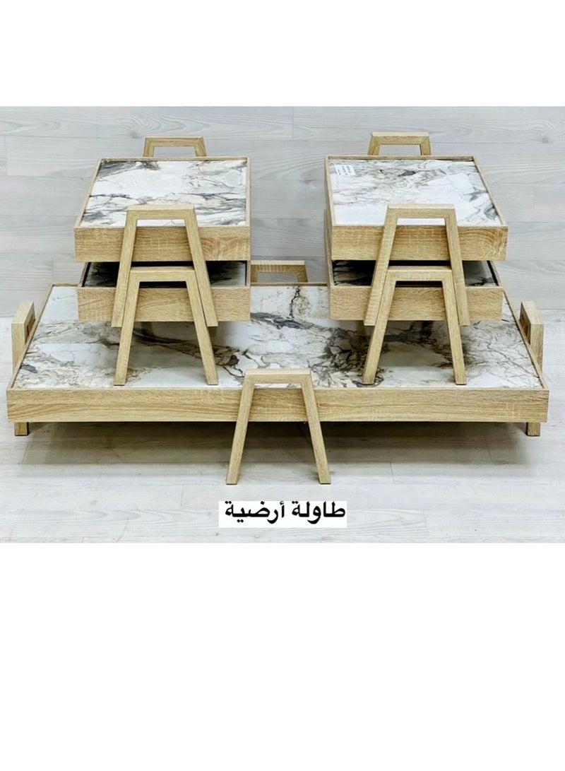 طقم مكون من 5 قطع يتكون من طاولة قهوة و4 طاولات جانبية لمنزل أنيق ومثالي - Image 2