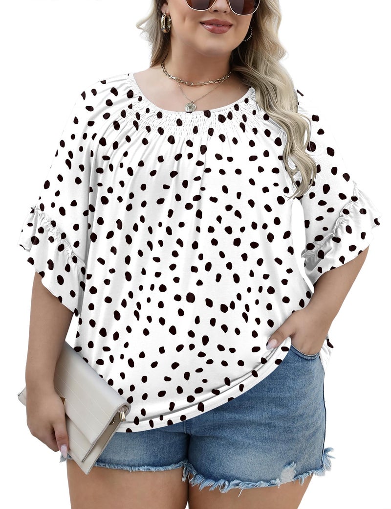 Micoson Plus Size 3/4 Sleeve Tops for Women Half Shirts Dressy Casual Crewneck Tunic Work Business Elegant Top - Image 4