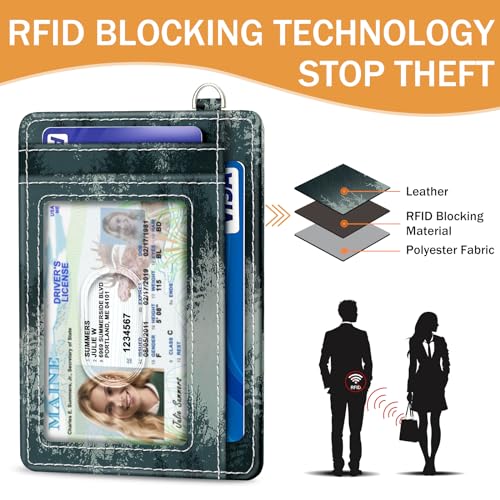 Yonlevres Credit Card Holder Slim Wallet, Forest RFID Wallet Women Front Pocket Small Card Holder, Travel Cute Funny Thin Card Case ID Window PU Leather RFID Blocking Card Organizer Gifts Girls Ladies - Image 5