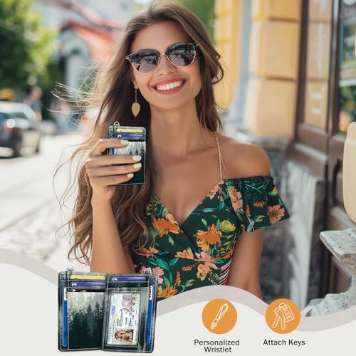 Yonlevres Credit Card Holder Slim Wallet, Forest RFID Wallet Women Front Pocket Small Card Holder, Travel Cute Funny Thin Card Case ID Window PU Leather RFID Blocking Card Organizer Gifts Girls Ladies - Image 2