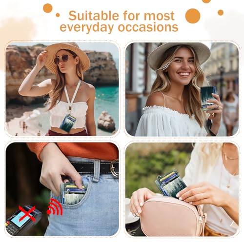 Yonlevres Credit Card Holder Slim Wallet, Forest RFID Wallet Women Front Pocket Small Card Holder, Travel Cute Funny Thin Card Case ID Window PU Leather RFID Blocking Card Organizer Gifts Girls Ladies - Image 3