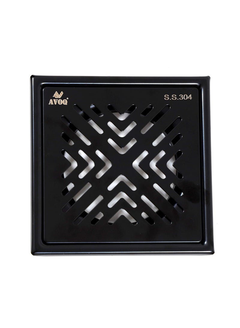 AVOQ - AVOQ Bathroom Floor Water Drain Grating Floor Jali Material 100 SS304 Grade Design 4 Black Without Trap - Image 1
