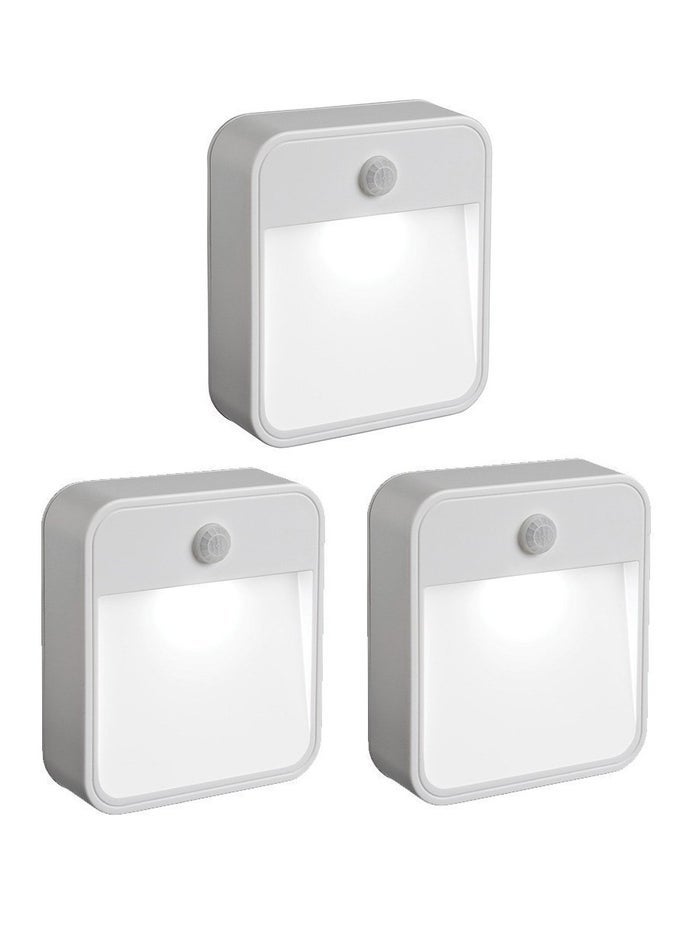 NIGHT LIGHT WARM WHITE LED MOTION SENSOR BEDROOM BATHROOM KITCHEN HALLWAY STAIRS ENERGY EFFICIENT COMPACT 3-PACK