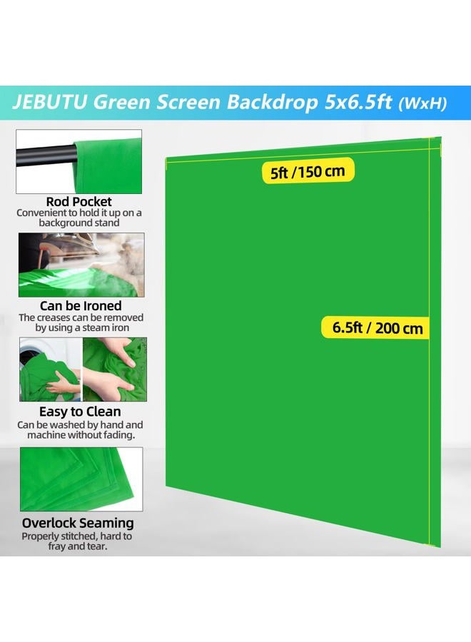 JEBUTU Green Screen Backdrop Kit with Stand, 5X6.5ft Portable Green Screen Backdrop with Stand kit, GreenScreen Background with Stand Carrying Bag Clamp for Streaming Video Zoom - Image 4