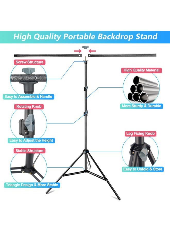 JEBUTU Green Screen Backdrop Kit with Stand, 5X6.5ft Portable Green Screen Backdrop with Stand kit, GreenScreen Background with Stand Carrying Bag Clamp for Streaming Video Zoom - Image 2
