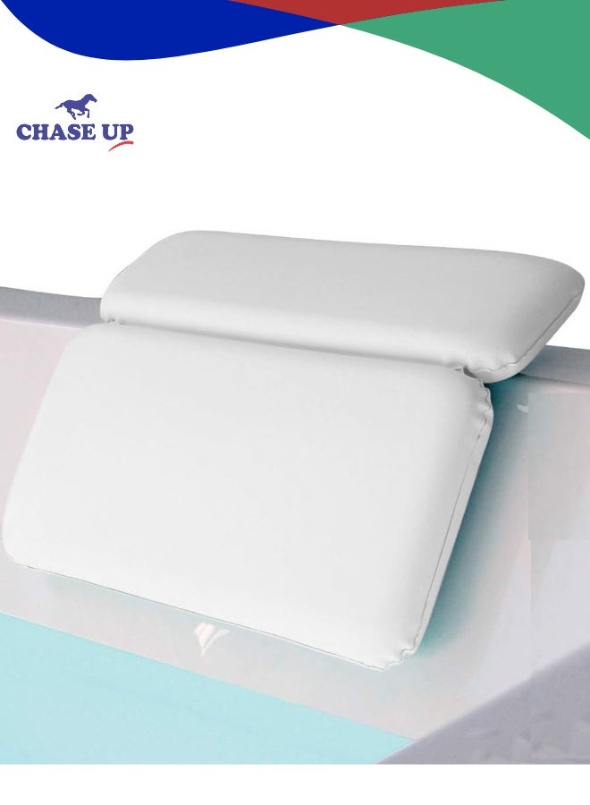 Chase Up Bath Pillow for Tub, Comfortable Bathtub Pillows for Neck Head and Back Support, Strong Suction Waterproof Headrest, Cushion Rest for Curved or Straight Tubs, Spa Accessories, White - Image 1