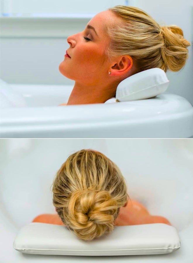 Chase Up Bath Pillow for Tub, Comfortable Bathtub Pillows for Neck Head and Back Support, Strong Suction Waterproof Headrest, Cushion Rest for Curved or Straight Tubs, Spa Accessories, White - Image 2