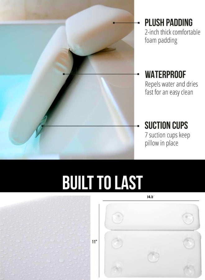 Chase Up Bath Pillow for Tub, Comfortable Bathtub Pillows for Neck Head and Back Support, Strong Suction Waterproof Headrest, Cushion Rest for Curved or Straight Tubs, Spa Accessories, White - Image 4