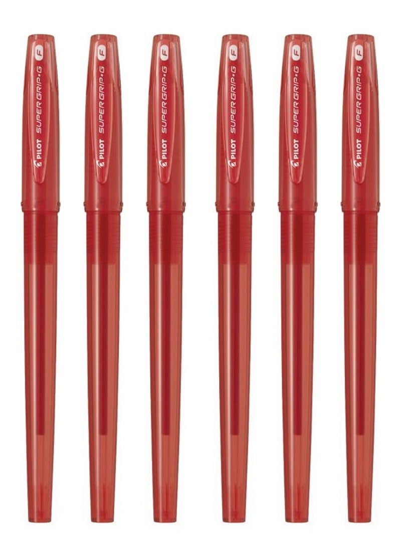 PILOT قلم حبر جاف 6 قطع بنقطة دقيقة حبر أحمر - Image 1