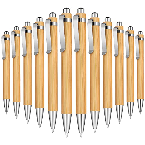 Outus 36 Pieces Bamboo Wooden Retractable Ballpoint Pen Black Ink 1 mm Pens Refills Products Set for Gifts Writing Office School Student Supplies - Image 1