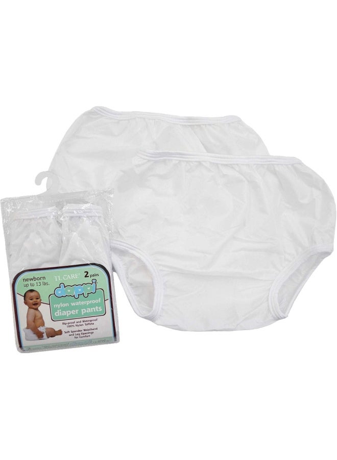 Dappi Waterproof 100% Nylon Diaper Pants, White, Newborn (2 Count) - Image 1