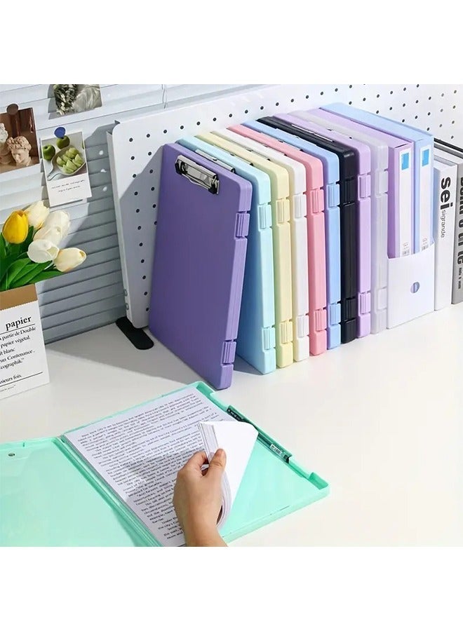 Storage Clipboard, A4 File Folder Box, Document Organizer for Students and Office, 180° Side Opening Portable Polypropylene Case with Low-Profile Clip for Outdoor Work and Test Papers - Image 3