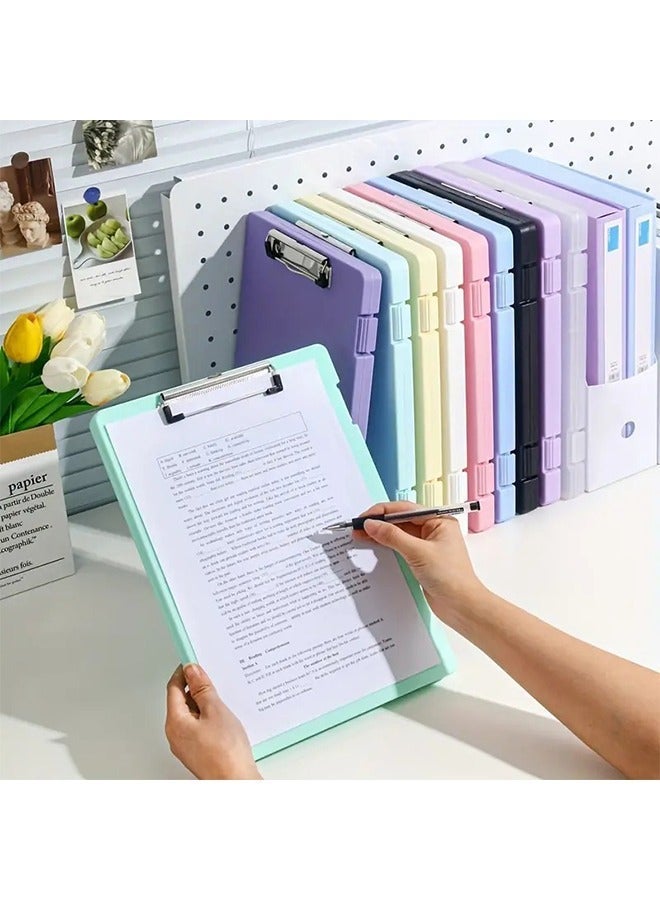 Storage Clipboard, A4 File Folder Box, Document Organizer for Students and Office, 180° Side Opening Portable Polypropylene Case with Low-Profile Clip for Outdoor Work and Test Papers - Image 4