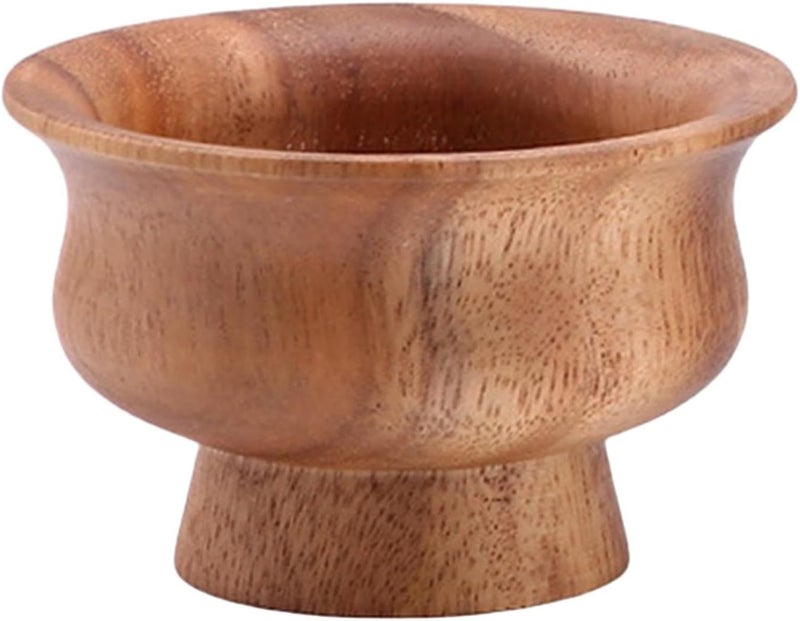 Potpourri Bowl Kids Wood Bowl Kitchen Salad Fruit Serving Bowl Footed Pedestal Multipurpose Snacks Tray Plate Handmade Suitable for Kitchen Counter, Large - Image 1