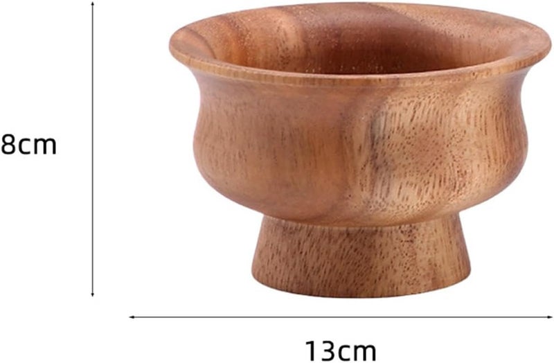 Potpourri Bowl Kids Wood Bowl Kitchen Salad Fruit Serving Bowl Footed Pedestal Multipurpose Snacks Tray Plate Handmade Suitable for Kitchen Counter, Large - Image 3